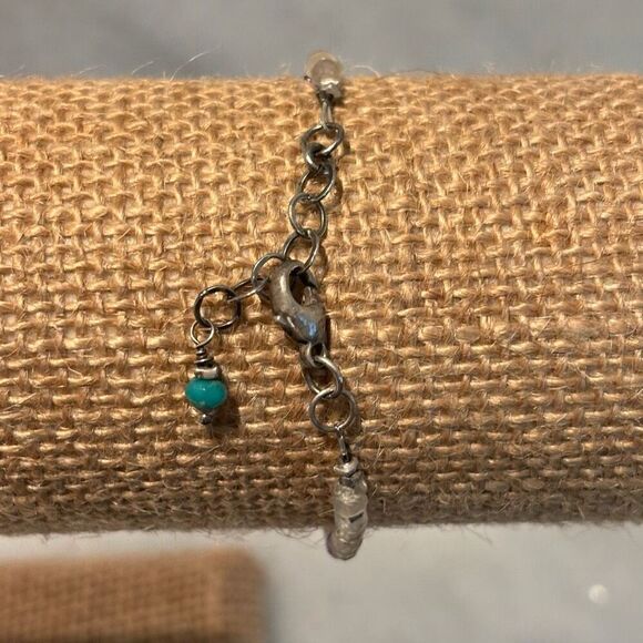 Sterling Silver Stone Mix Moonstone Turquoise & Coral Adjustable Bracelet OS - Picture 3 of 3